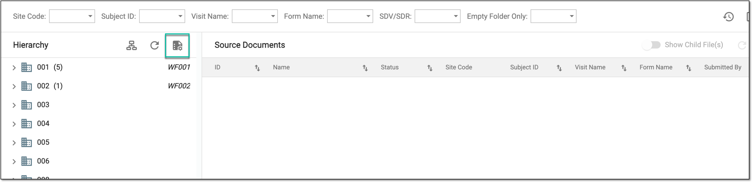 Accessing source document upload setting