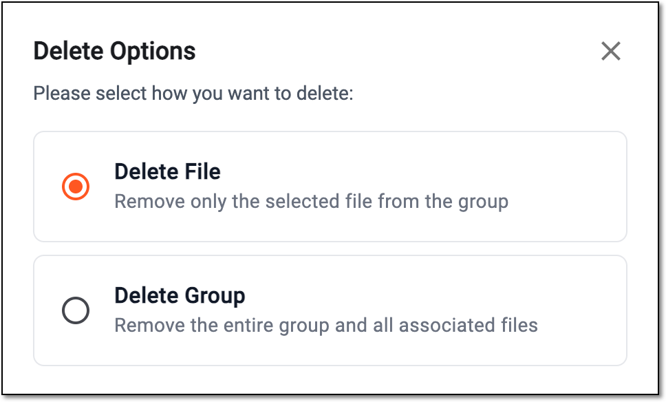 Selecting to delete file or file group