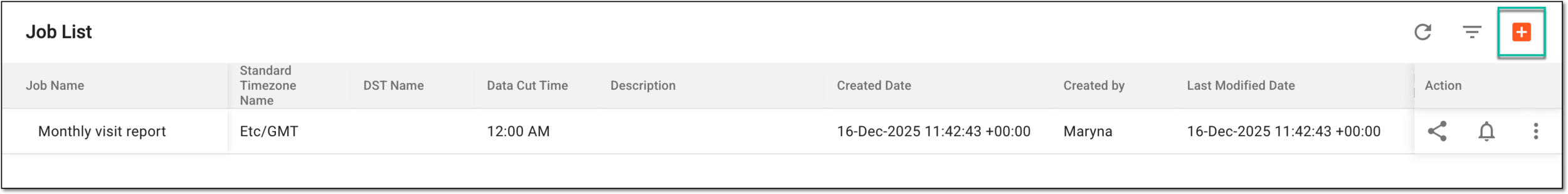 Selecting option to add visit data extraction job