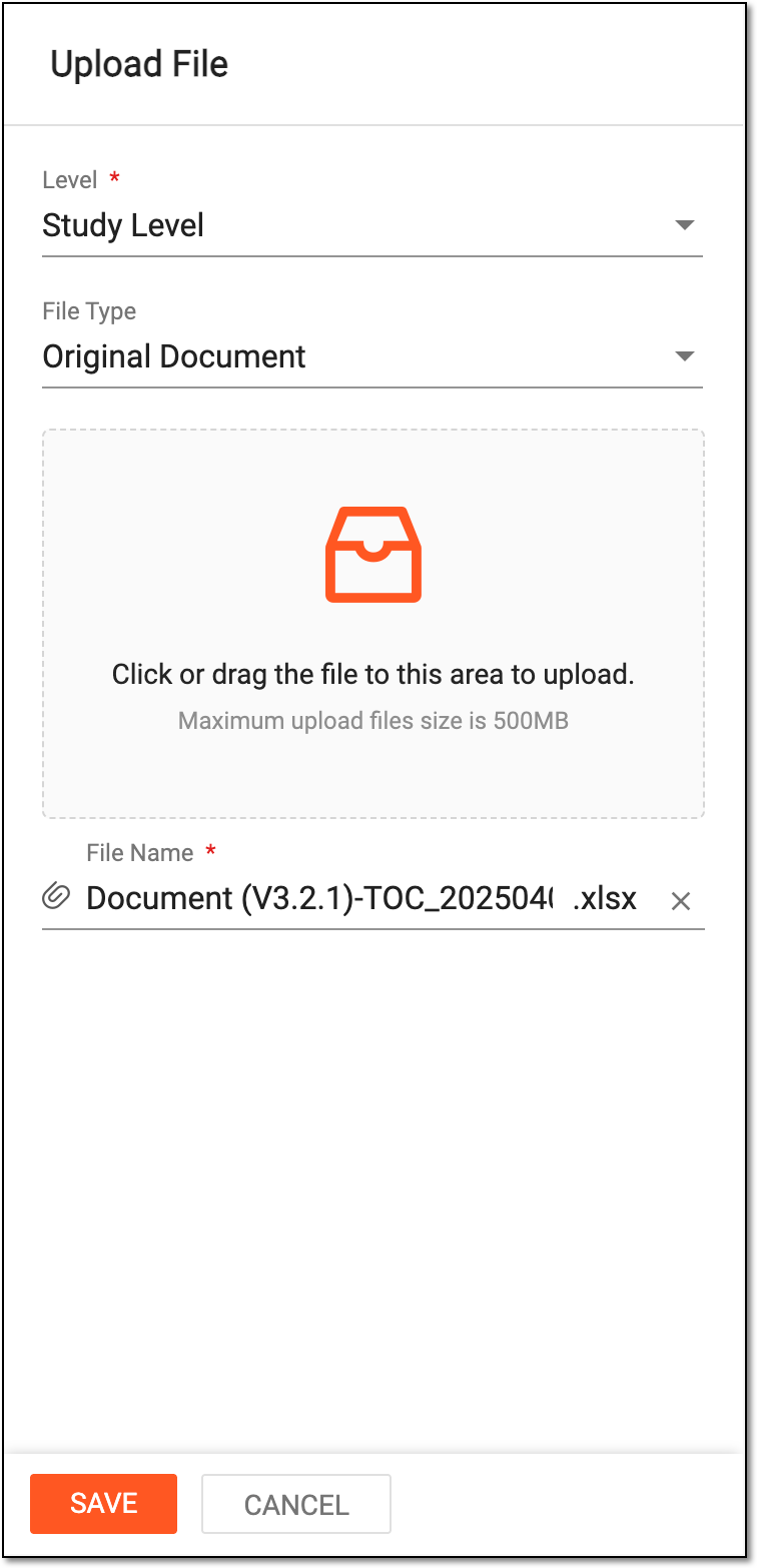 Uploading file to document warehouse