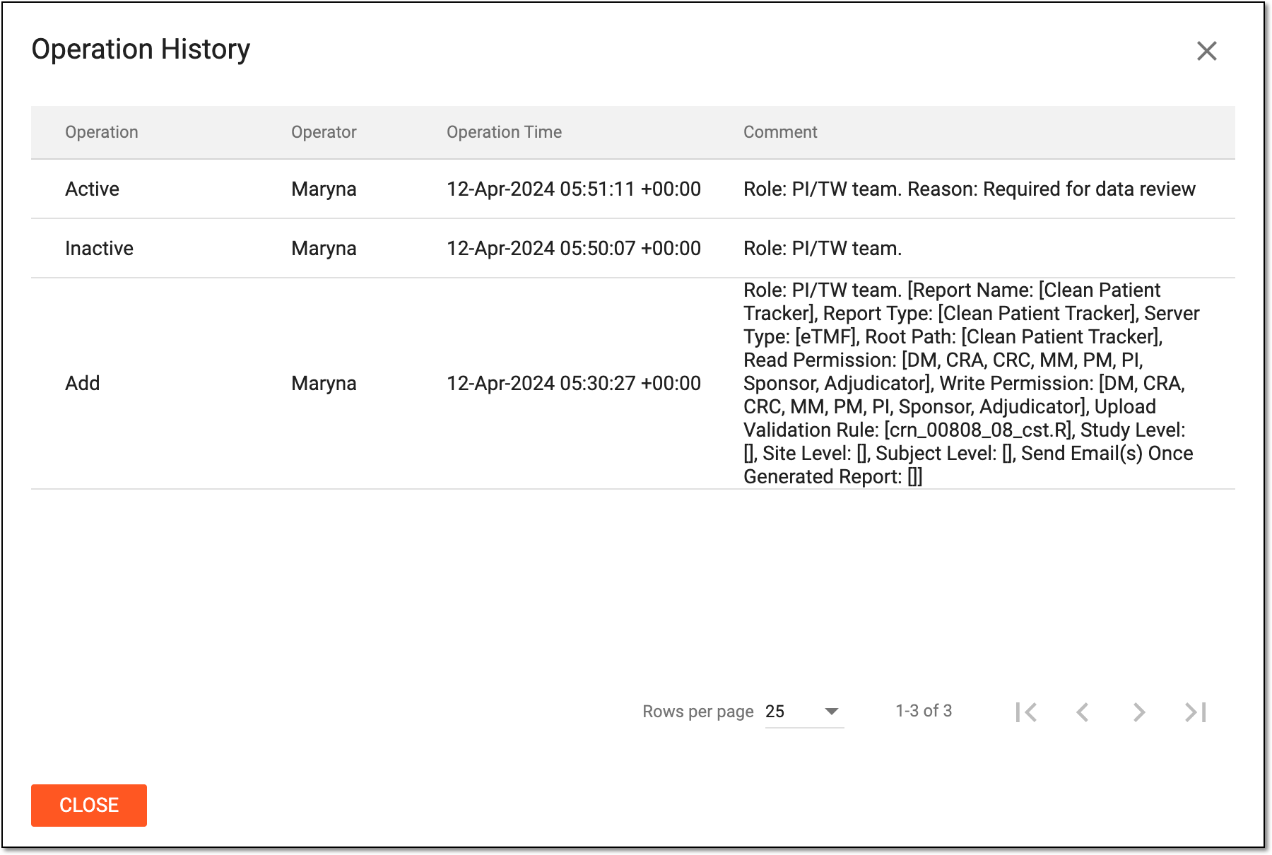 Viewing operation history