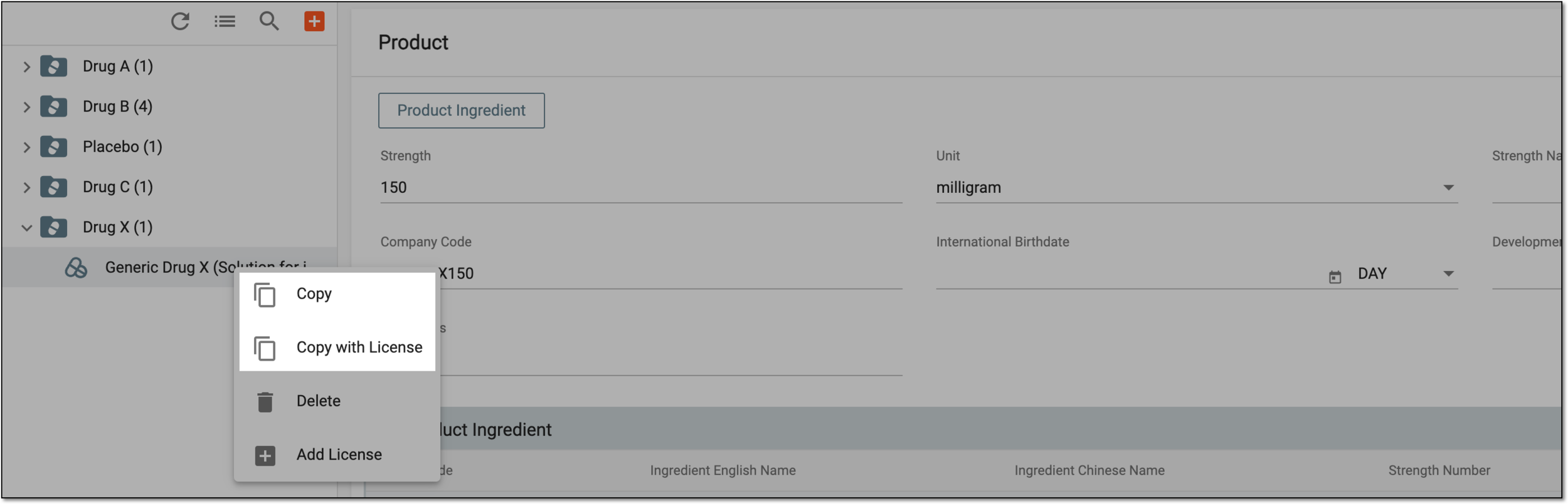 Selecting product copying options