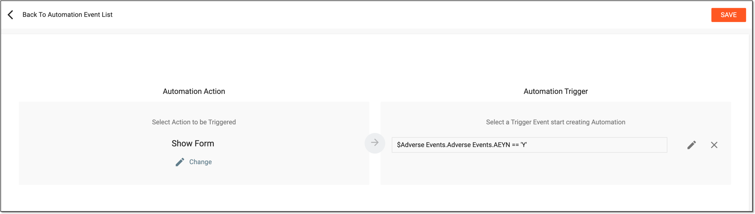 Editing automation event