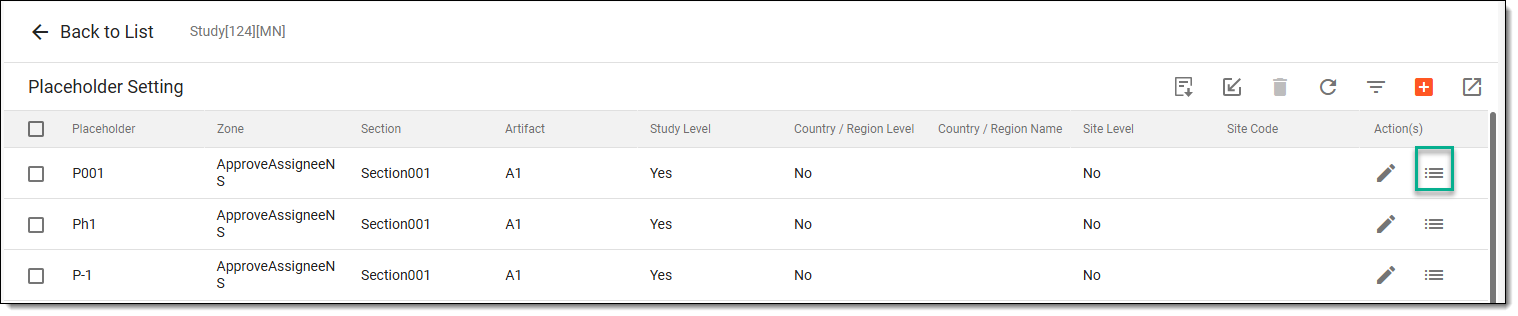 Accessing audit trail of placeholder setting
