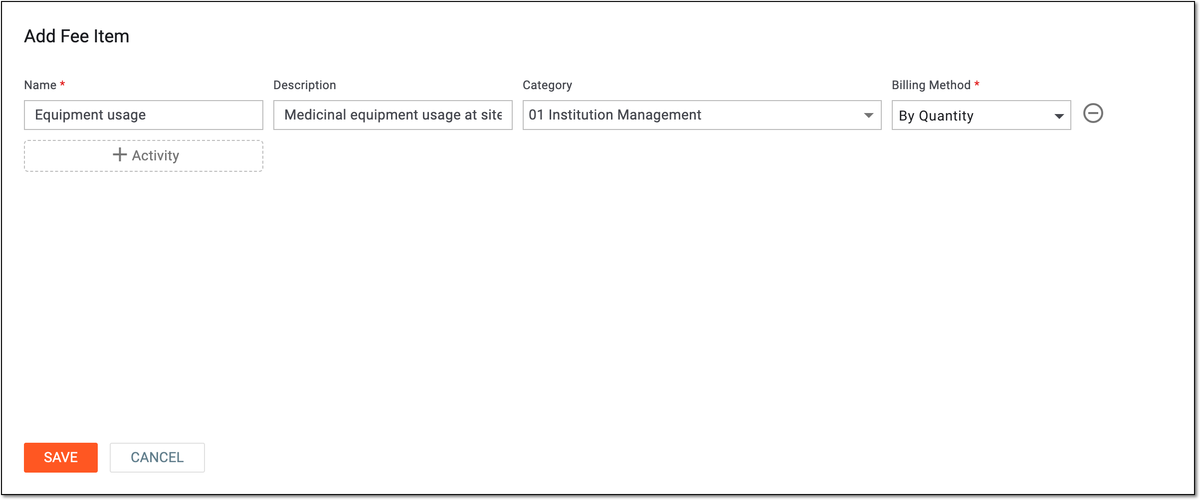 Configuring fee item details