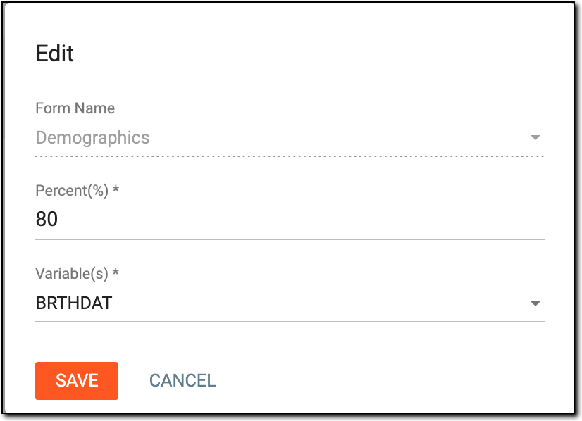 Editing additional SDV settings for form