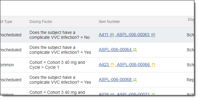 Selecting item details