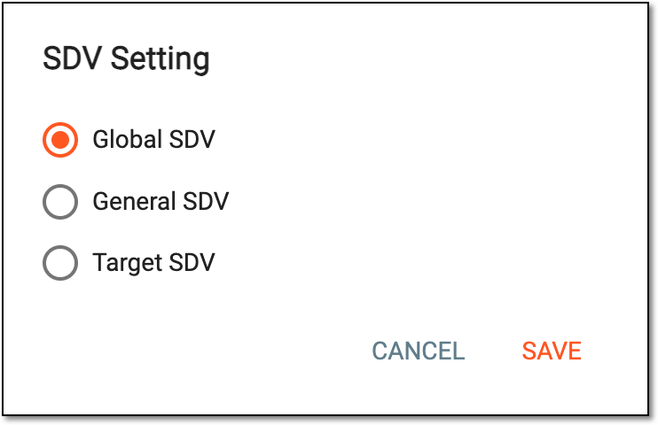 Selecting SDV type