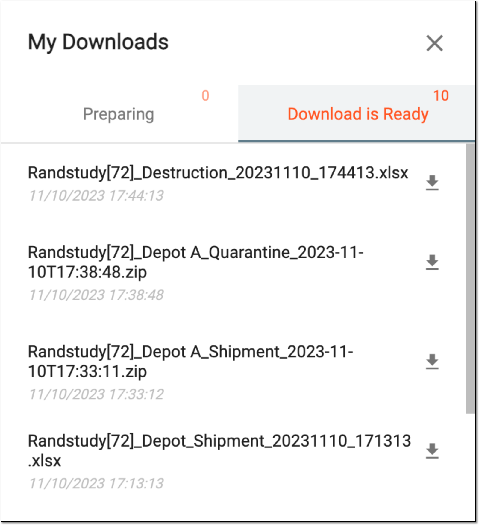 Viewing downloads