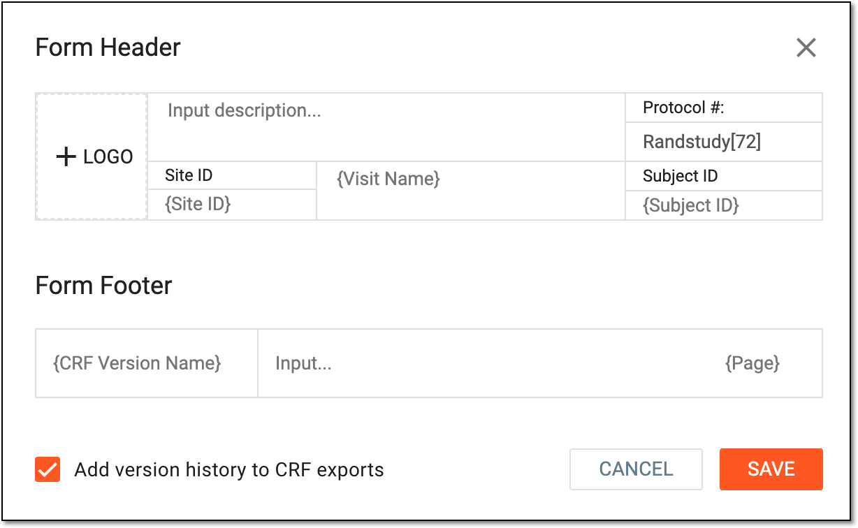 Updating CRF header and footer
