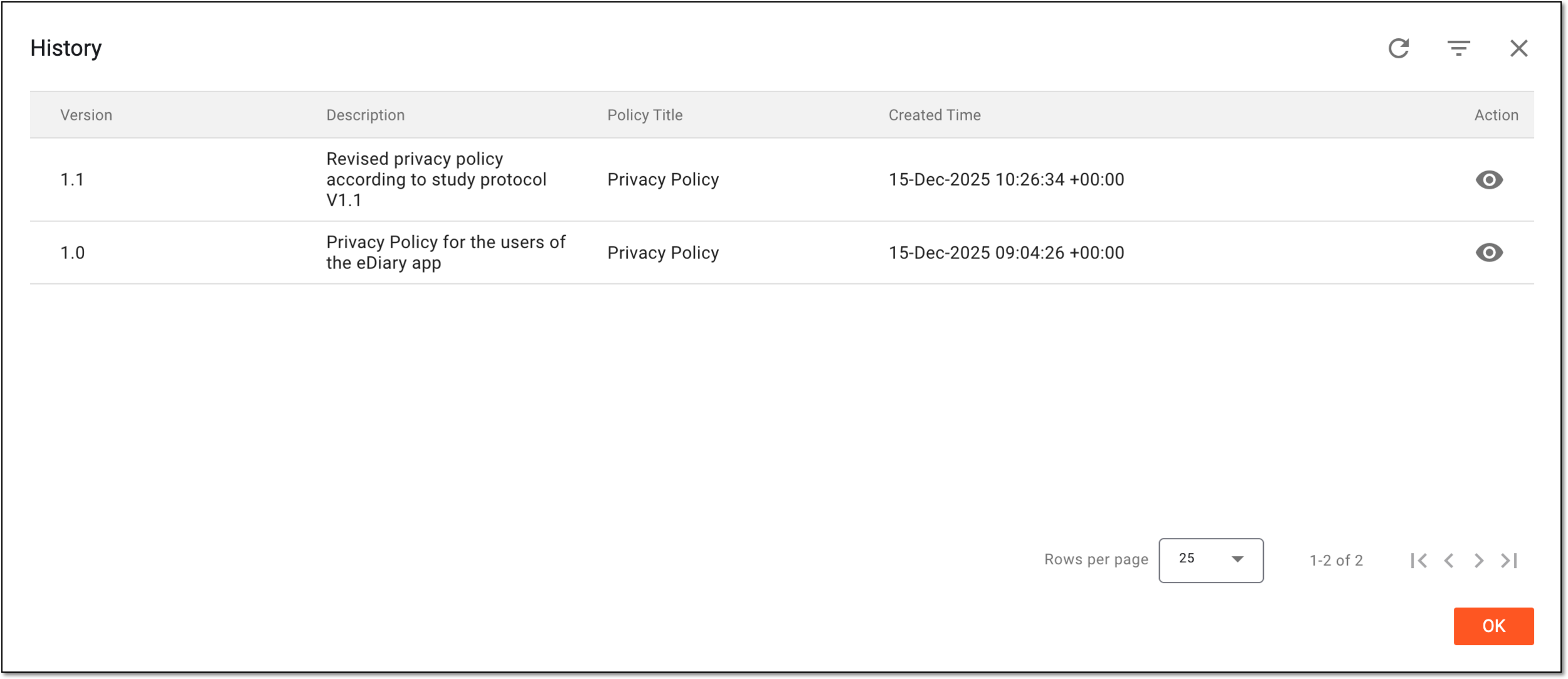 Analyzing operation history for policy setting