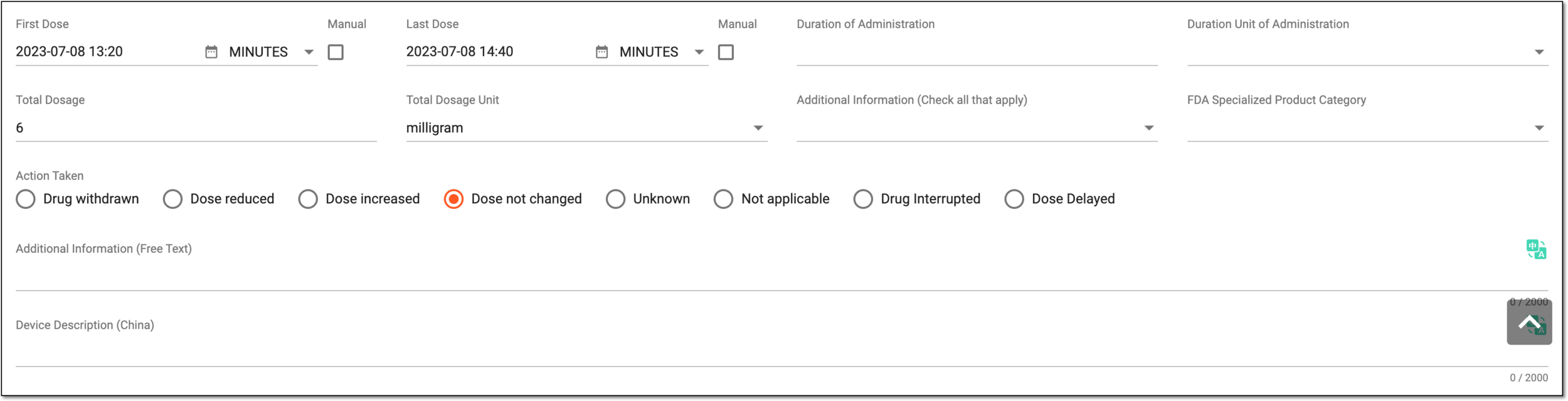Completing third part of product information