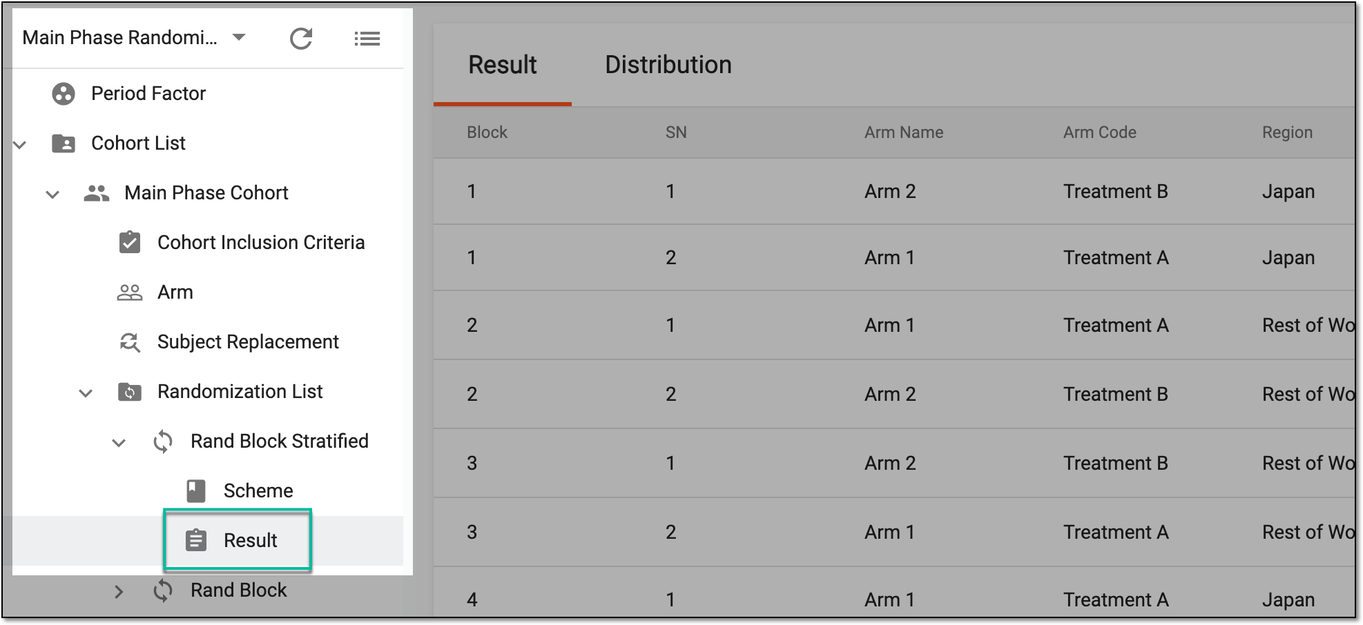 Accessing randomization result