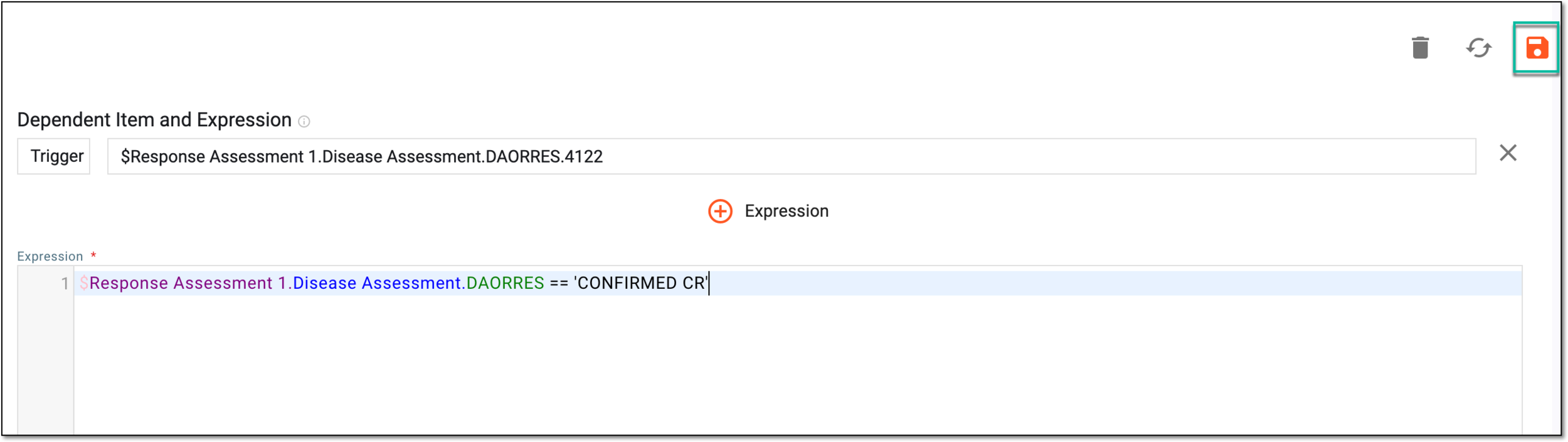 Saving configured expression