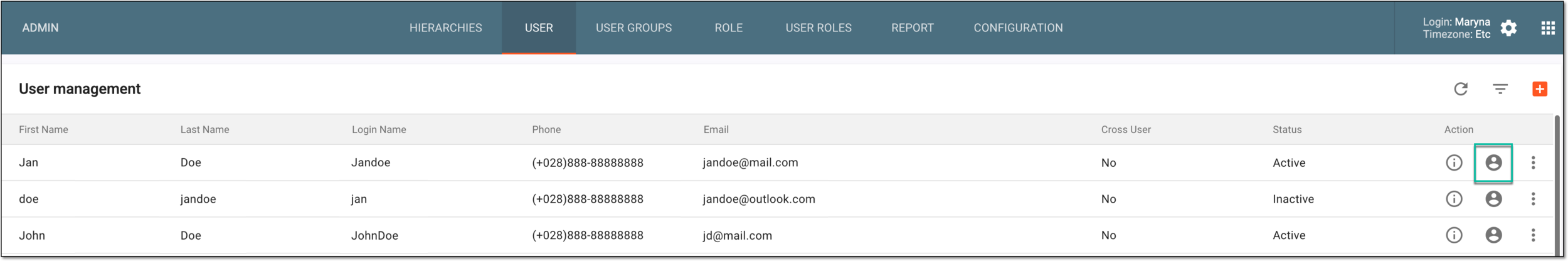 Selecting option to edit user access