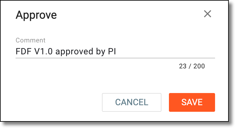 Entering comment to confirm approval