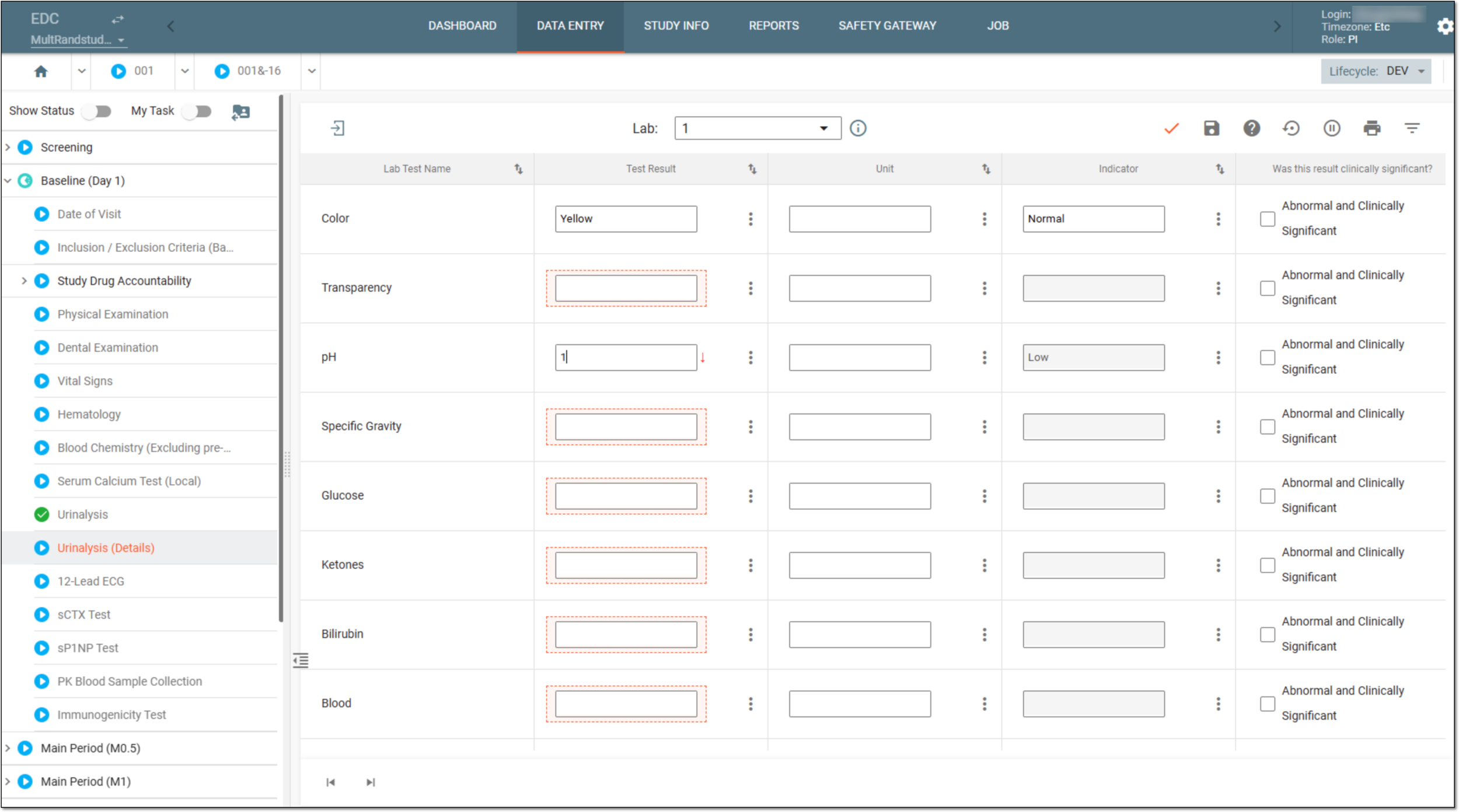 Example of manually entering result interpretation