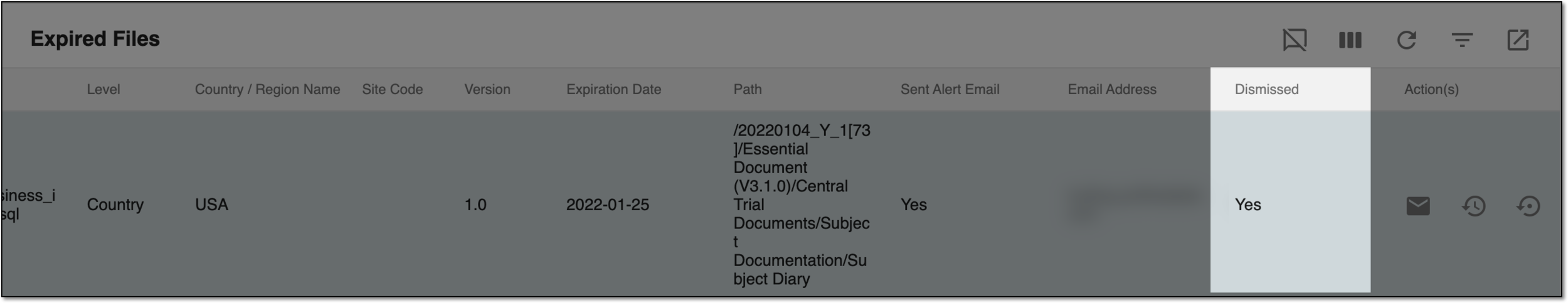 Viewing dismissed file status