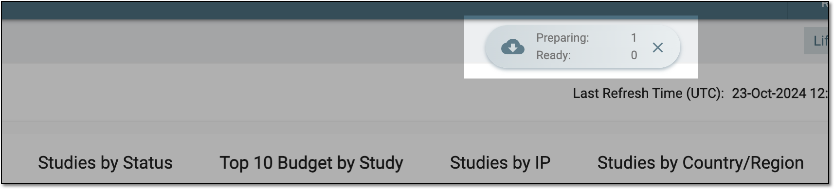 Downloads widget for report data export