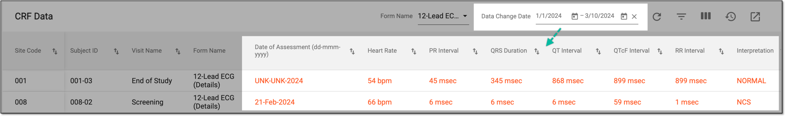 Sorting report data by date