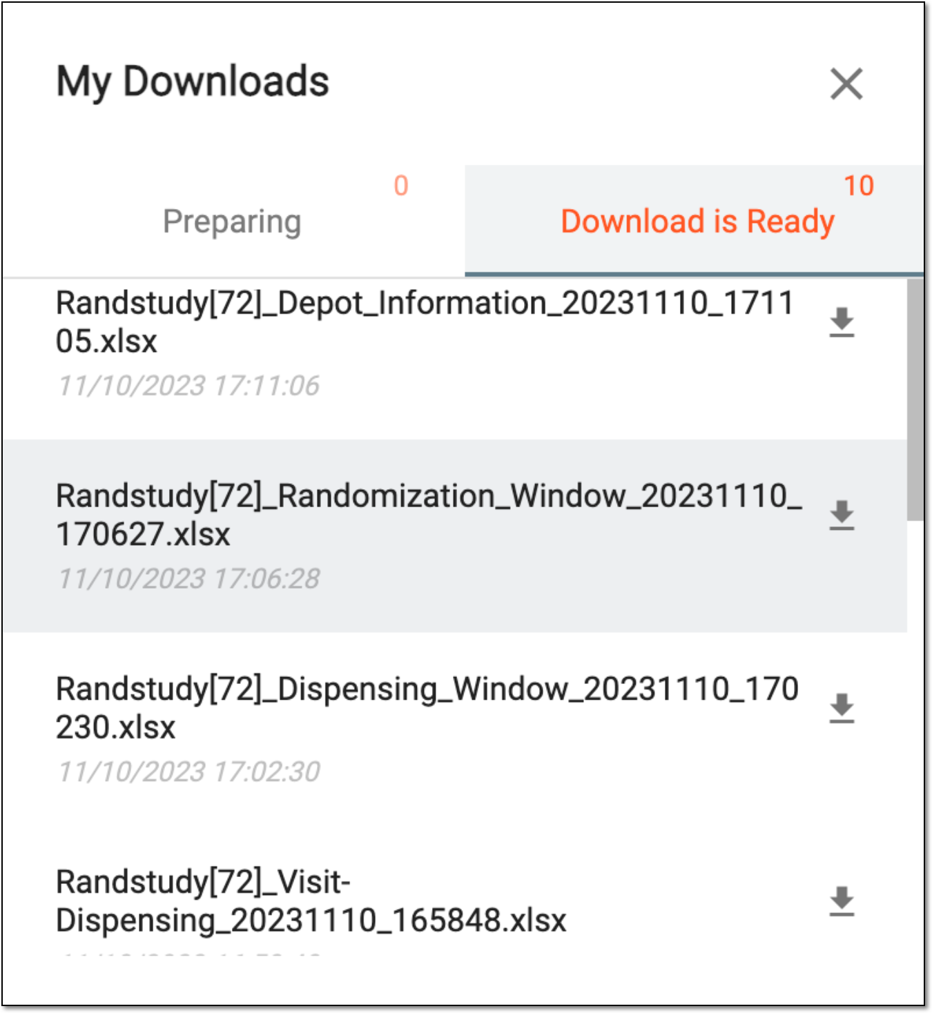 Viewing downloads