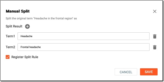 Splitting verbatim term manually