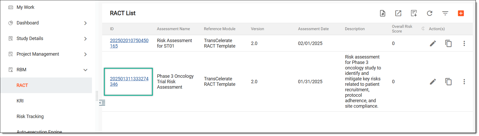 Selecting option to evaluate risk assessment