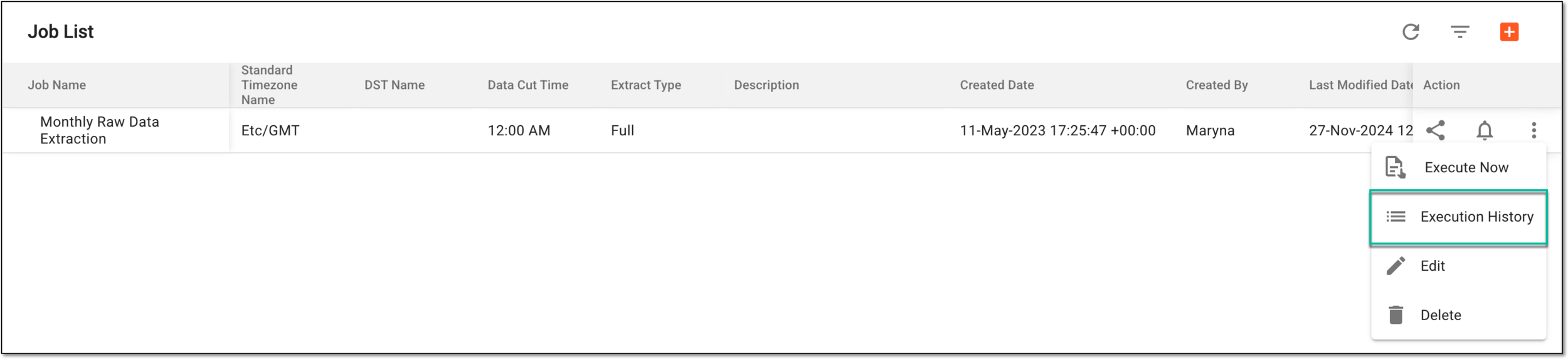 Accessing job execution history