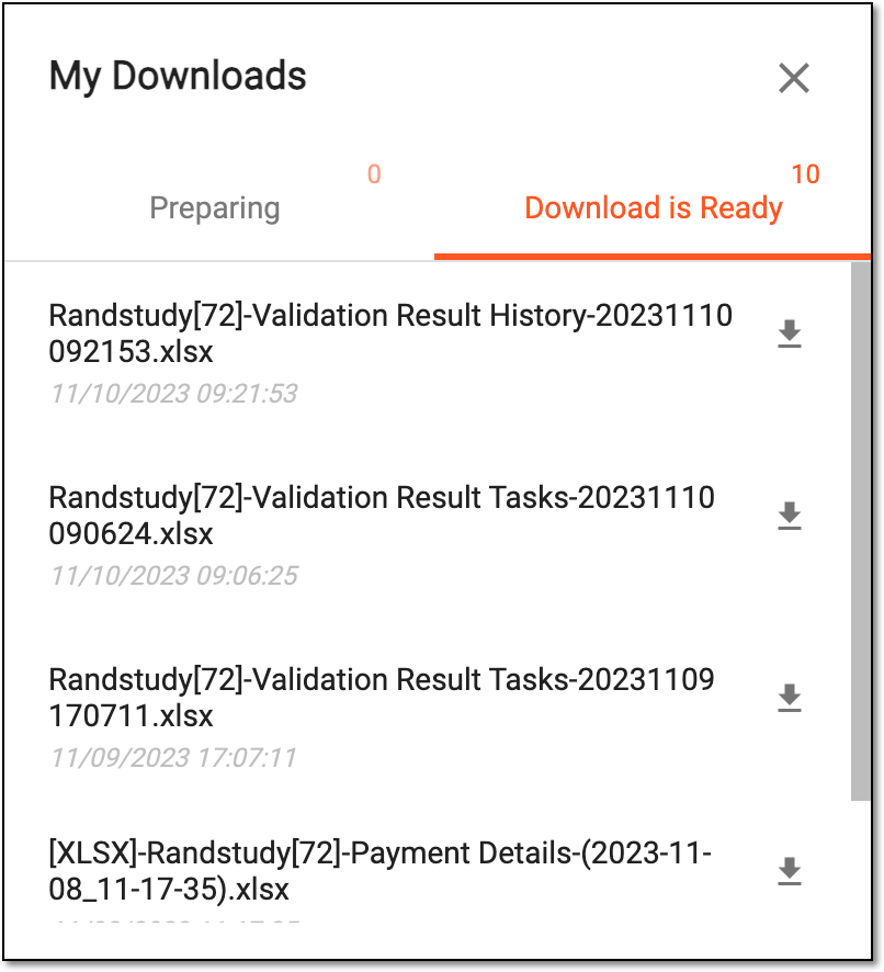 Viewing downloads
