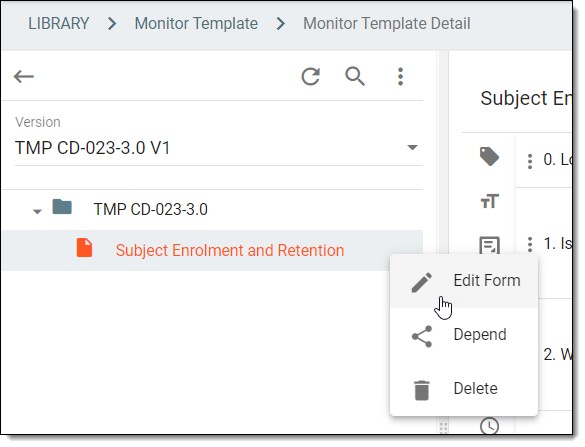Selecting option to edit simple or log form