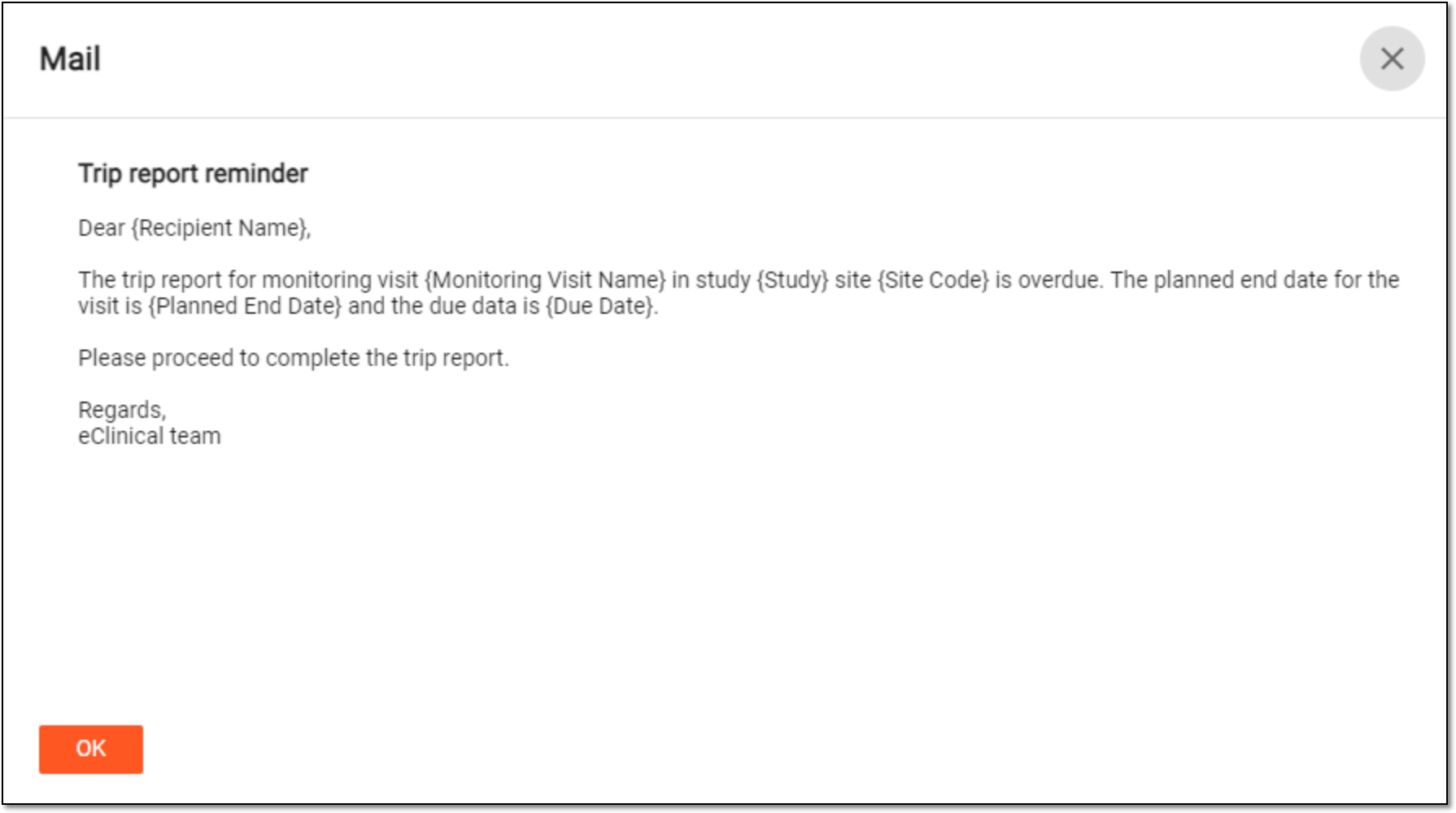 Previewing task reminder email