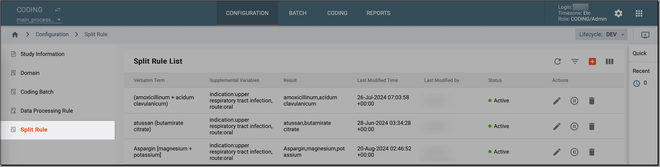 Accessing split rules