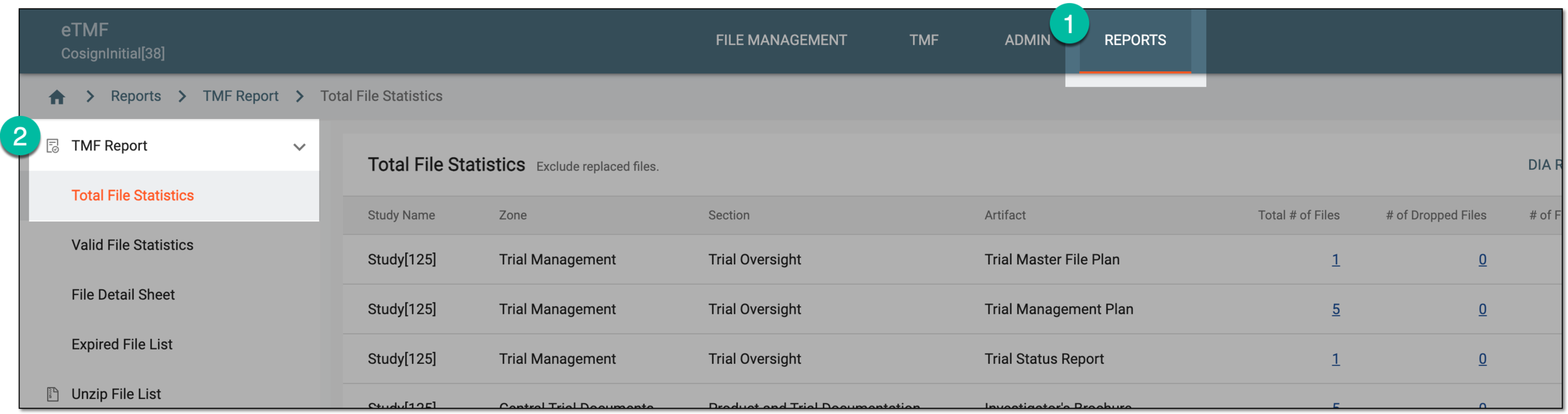Accessing total file statistics