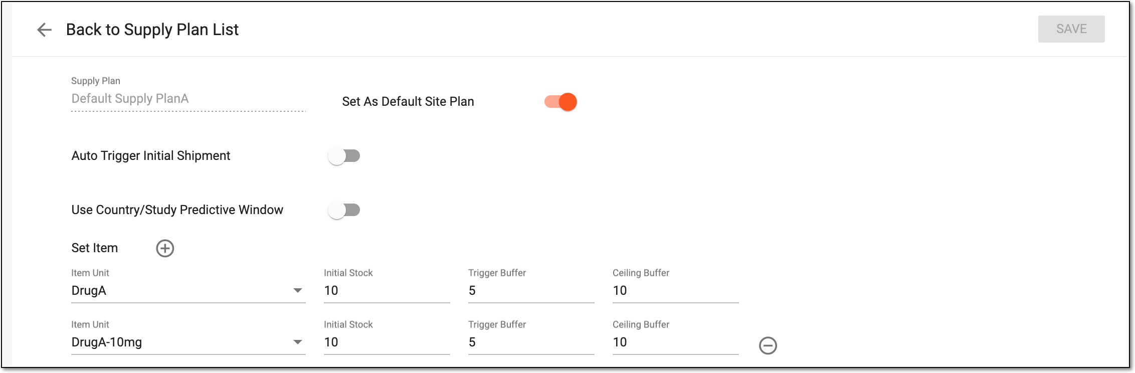 Editing supply plan
