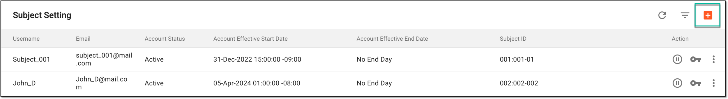 Selecting option to add eCOA user