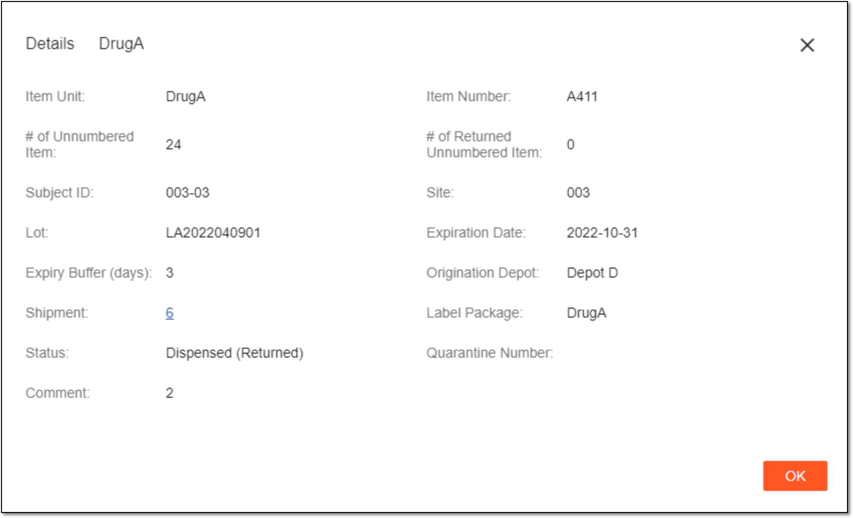 Viewing item dispensation details