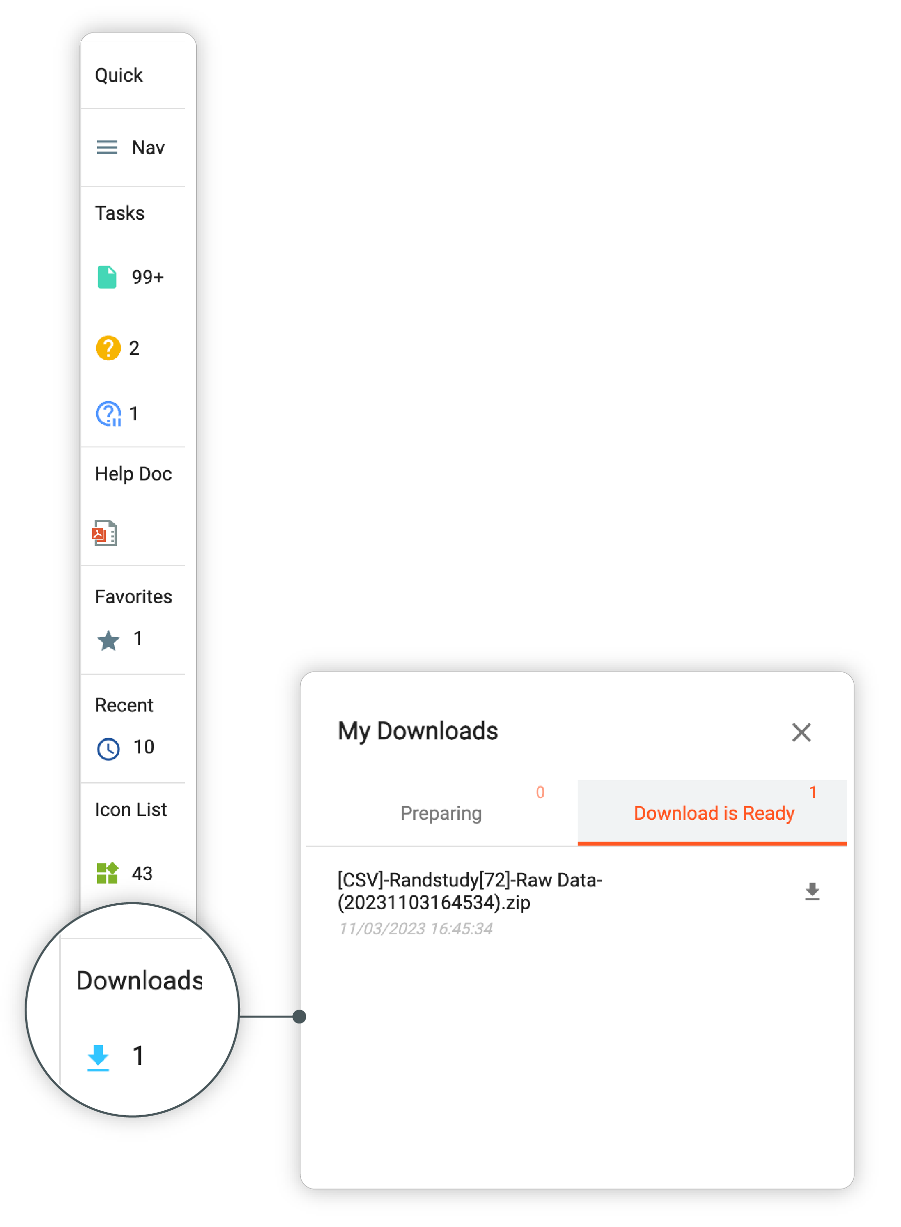 Opening My Downloads dialog