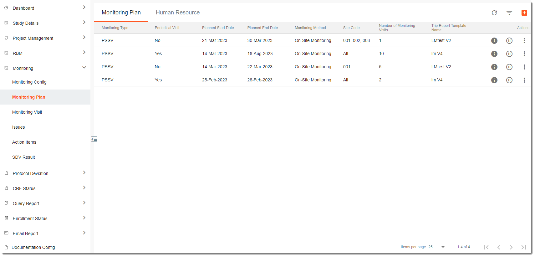 Accessing monitoring plans