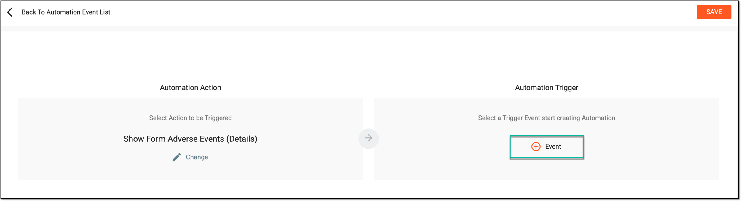 Selecting to define trigger condition
