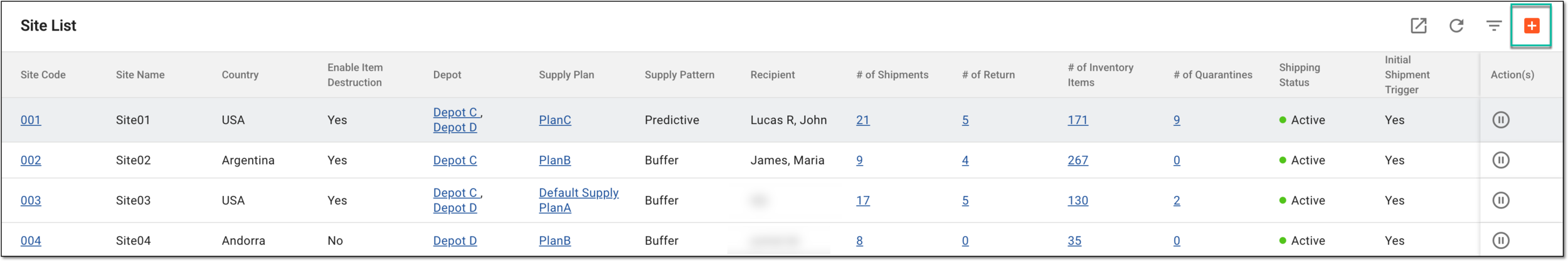Selecting to add site to study