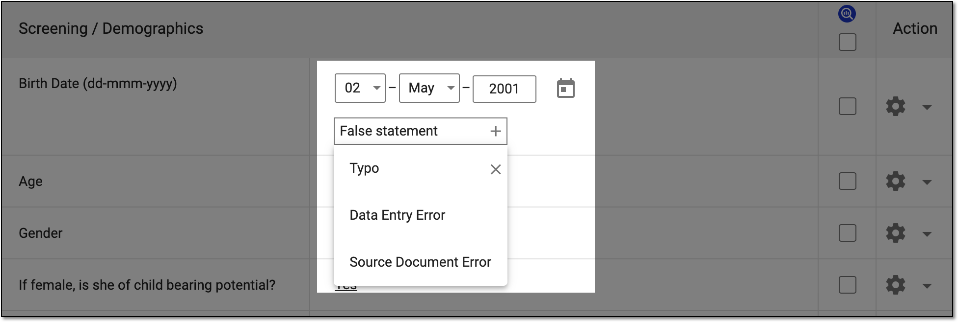 Providing reason to update form data