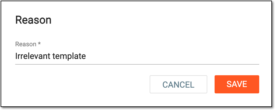 Providing template inactivation reason