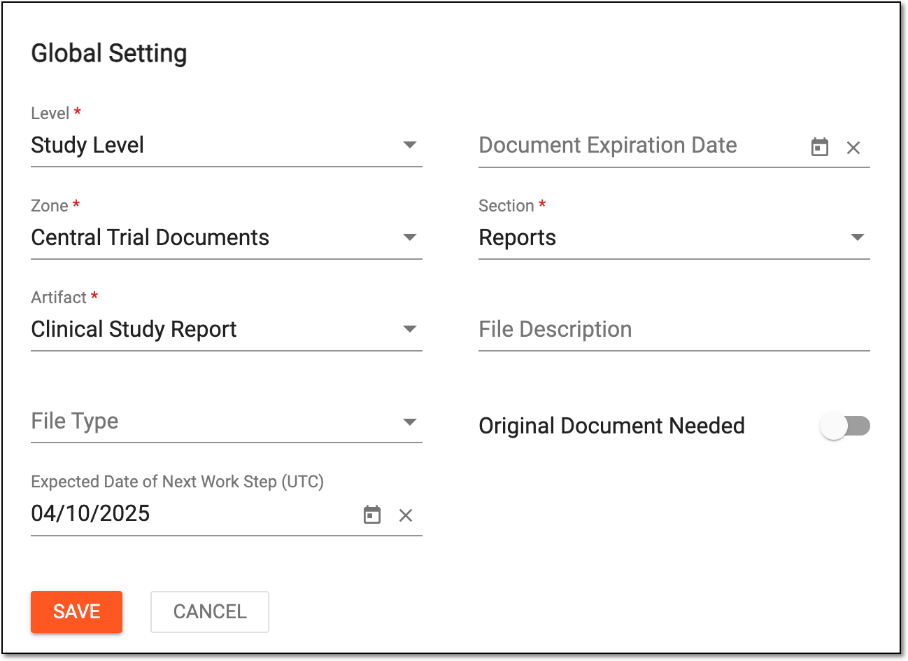 Configuring global settings for unreviewed files