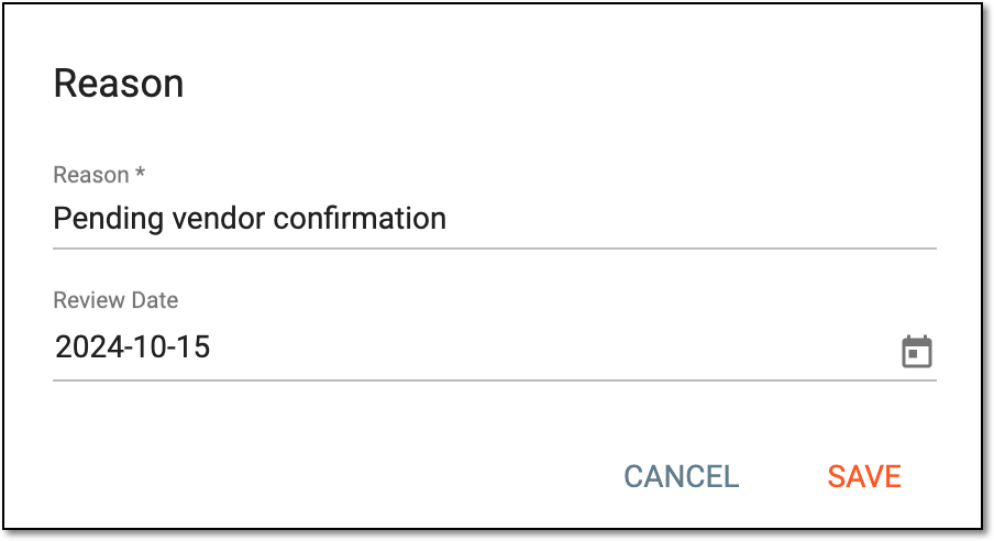 Providing reason for pausing query