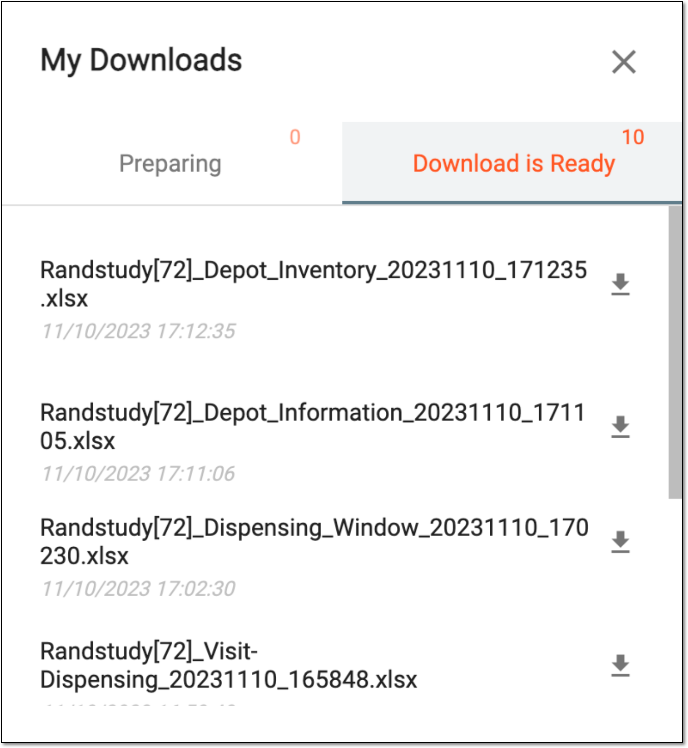 Viewing downloads