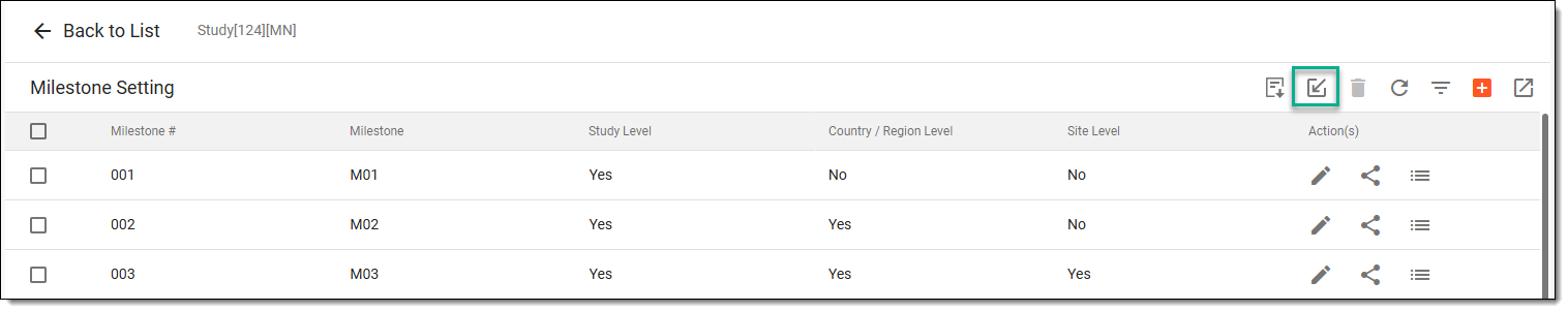 Importing milestone list