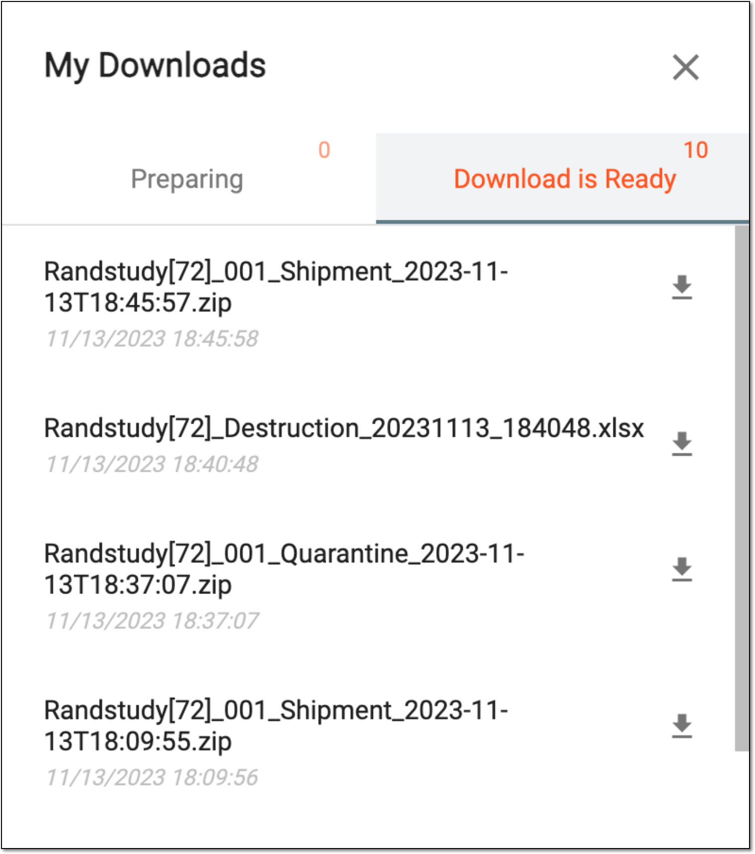 Viewing downloads