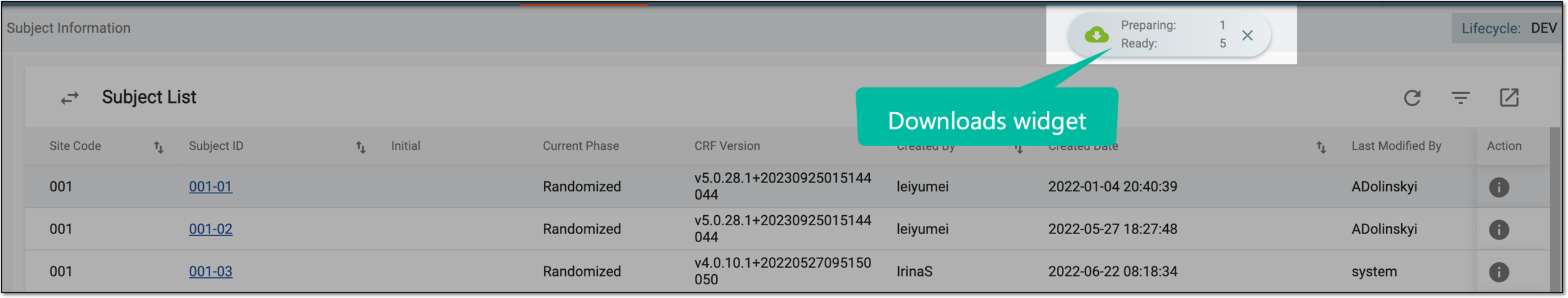 Downloads widget