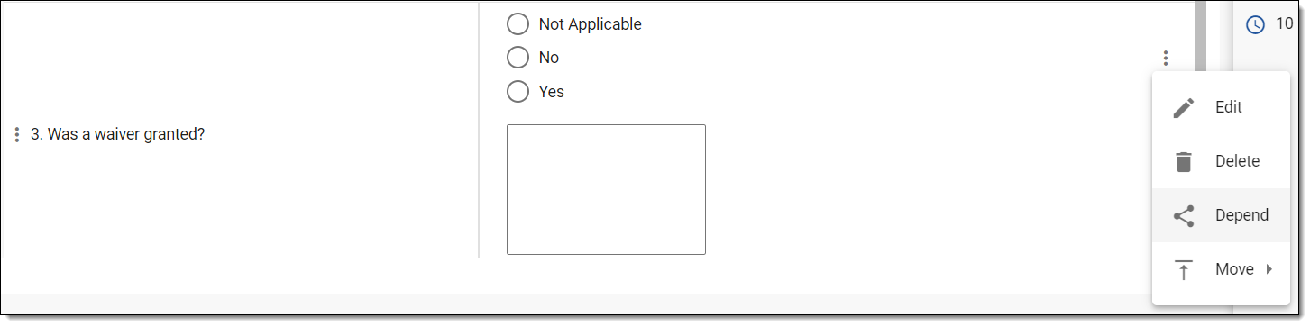 Selecting option to edit question