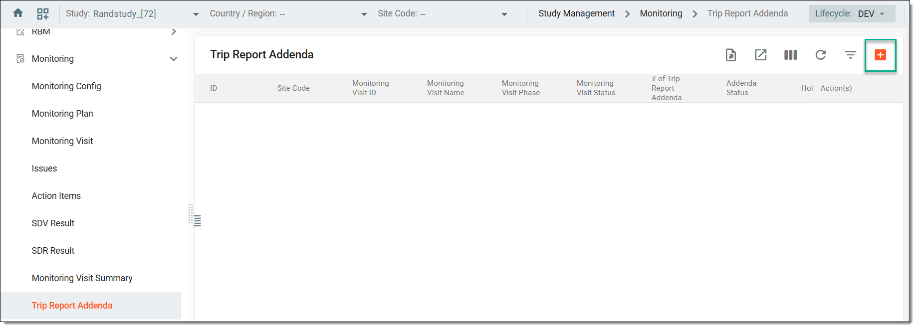 Selecting option to add trip report addendum